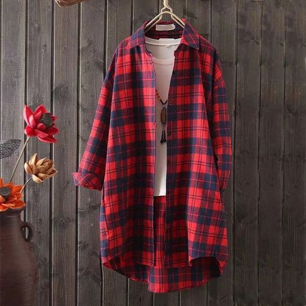 t shirts spring korea fashion women sleeve loose shirts all-matched casual turn-down collar plaid long blouse femme s788 v2ao, White
t shirts spring korea fashion women sleeve loose shirts all-matched casual turn-down collar plaid long blouse femme s788 v2ao, White