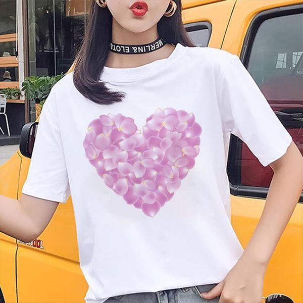 fashion pink petal heart printing women t shirt summer casual short sleeved white harajuku streetwear
fashion pink petal heart printing women t shirt summer casual short sleeved white harajuku streetwear