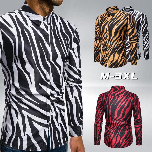 men's casual shirts fashion nightclub party zebra striped mens slim fit long sleeve, White;black
men's casual shirts fashion nightclub party zebra striped mens slim fit long sleeve, White;black