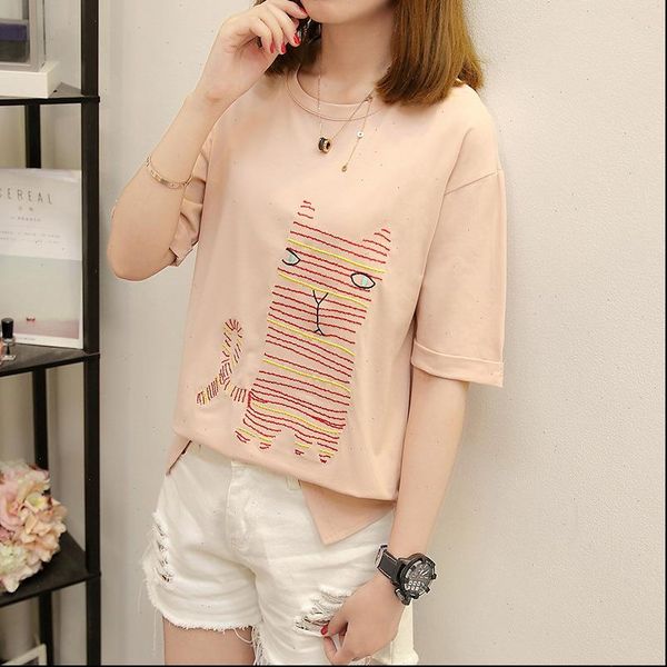women t shirt summer shirts for cat cartoon female short sleeve plus size ropa mujer, White
women t shirt summer shirts for cat cartoon female short sleeve plus size ropa mujer, White