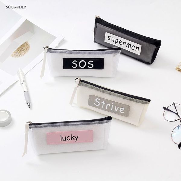 pencil bags simple transparent mesh pen bag male and female students small fresh school study exam large capacity stationery box gift
pencil bags simple transparent mesh pen bag male and female students small fresh school study exam large capacity stationery box gift