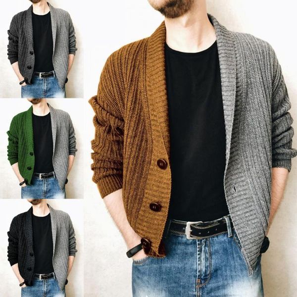 men's sweaters knitted long sleeve sweater coat autumn winter single-breasted color stitching cardigan outerwear, White;black
men's sweaters knitted long sleeve sweater coat autumn winter single-breasted color stitching cardigan outerwear, White;black