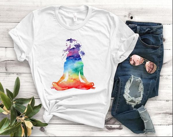 women t shirts rainbow yoga colorful print tshirt cotton casual funny shirt gift for lady yong girl tee pm, White
women t shirts rainbow yoga colorful print tshirt cotton casual funny shirt gift for lady yong girl tee pm, White