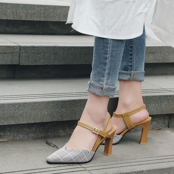 large size women sandals summer high heels feet fat plaid shoes thick with retro wild fashion word buckle women's, Black
large size women sandals summer high heels feet fat plaid shoes thick with retro wild fashion word buckle women's, Black