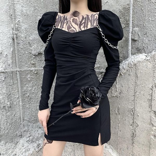 casual dresses nclagen gothic black chains long puff sleeve pleated chest mini dress women split vintage square collar bodycon vestidos ropa, Black;gray
casual dresses nclagen gothic black chains long puff sleeve pleated chest mini dress women split vintage square collar bodycon vestidos ropa, Black;gray