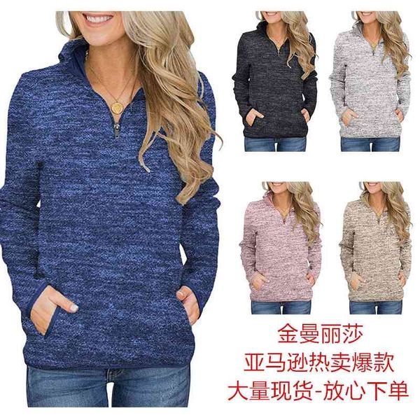 autumn winter pullover women's solid versatile long sleeve stand collar zipper 021, Black
autumn winter pullover women's solid versatile long sleeve stand collar zipper 021, Black