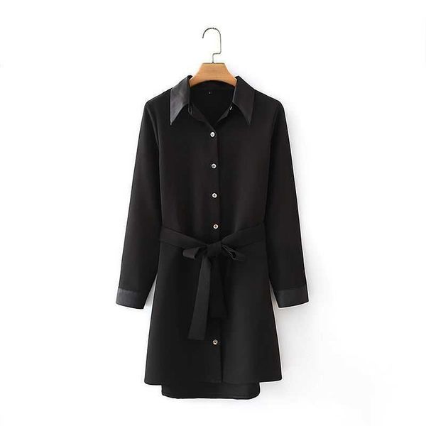 women black dress with belt long sleeves short dress fashion elegant lady chic shirt-style woman dresses 210709, Black;gray
women black dress with belt long sleeves short dress fashion elegant lady chic shirt-style woman dresses 210709, Black;gray