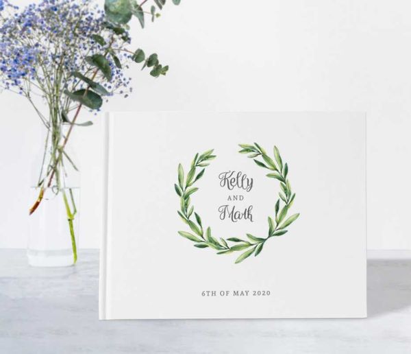 greenery wedding guest book, custom wreath journal, personalized sign in , color choices baby shower po other event & party supplies
greenery wedding guest book, custom wreath journal, personalized sign in , color choices baby shower po other event & party supplies