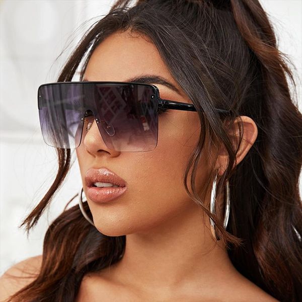 oversized rimless sunglasses women brand square sun glasses fashion flat color clear lens siamese men gafas, White;black
oversized rimless sunglasses women brand square sun glasses fashion flat color clear lens siamese men gafas, White;black