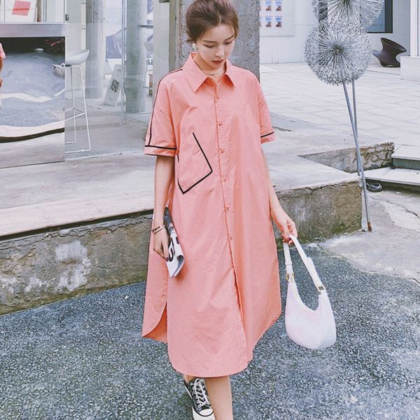 summer casual orange pink elegant temperament gentle pure color lapel short-sleeved shirt dress women 16f1297 210510, Black;gray
summer casual orange pink elegant temperament gentle pure color lapel short-sleeved shirt dress women 16f1297 210510, Black;gray