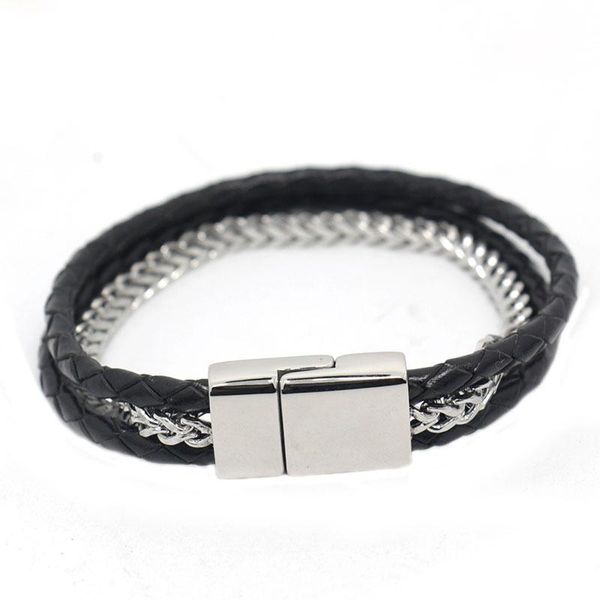 link, chain fashion leather bracelet for men black braid multilayer rope stainless steel magnetic clasp male jewelry brac
link, chain fashion leather bracelet for men black braid multilayer rope stainless steel magnetic clasp male jewelry brac