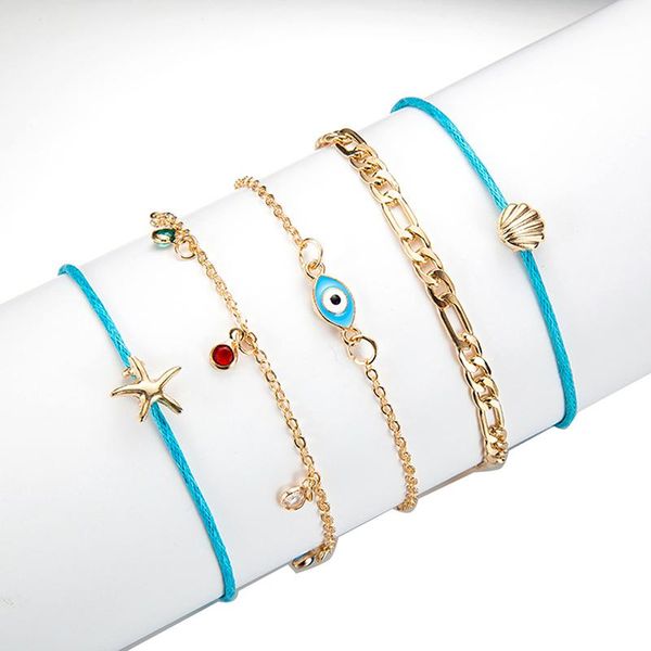anklets 5pcs/set colorful summer blue rope gold chain starfish shell eye rhinestone boho ankle bracelet for women, Red;blue
anklets 5pcs/set colorful summer blue rope gold chain starfish shell eye rhinestone boho ankle bracelet for women, Red;blue