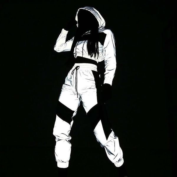 two piece dress women's tracksuits 2 sets reflection crop coat and pants fashion female loose long sleeve hoodies jogger femme, White
two piece dress women's tracksuits 2 sets reflection crop coat and pants fashion female loose long sleeve hoodies jogger femme, White
