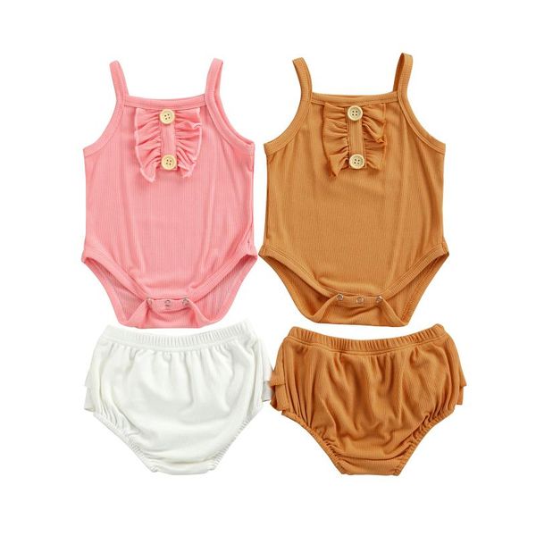 clothing sets 0-24 months summer baby solid color clothes set girls sleeveless square collar knitted rompers + short pants with ruffles, White
clothing sets 0-24 months summer baby solid color clothes set girls sleeveless square collar knitted rompers + short pants with ruffles, White