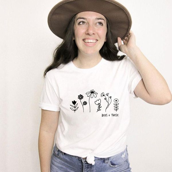 women's t-shirt bees + these wildflowers vintage boho flower plant lady tshirt cute women graphic gardening tee top, White
women's t-shirt bees + these wildflowers vintage boho flower plant lady tshirt cute women graphic gardening tee top, White