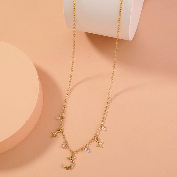 pendant necklaces simple little fresh zircon moon necklace star tassel clavicle chain curved temperament choker, Silver
pendant necklaces simple little fresh zircon moon necklace star tassel clavicle chain curved temperament choker, Silver