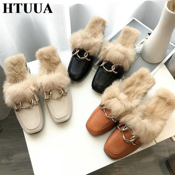 slippers htuua fashion pu leather metal chain flat mules shoes women fluffy fur autumn winter warm plush furry slides sx3441, Black
slippers htuua fashion pu leather metal chain flat mules shoes women fluffy fur autumn winter warm plush furry slides sx3441, Black