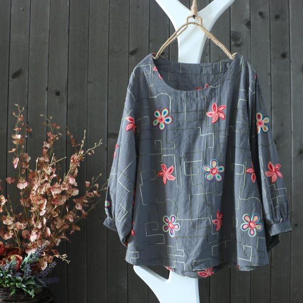 women's blouses & shirts national flower embroidery women blouse chinese style spring autumn vintage casual loose shirt cotton linen cl, White
women's blouses & shirts national flower embroidery women blouse chinese style spring autumn vintage casual loose shirt cotton linen cl, White