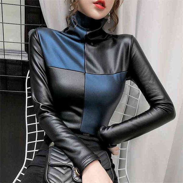 2021 winter long sleeve turtleneck t-shirts plus fleece pullovers women warm pu leather, White
2021 winter long sleeve turtleneck t-shirts plus fleece pullovers women warm pu leather, White