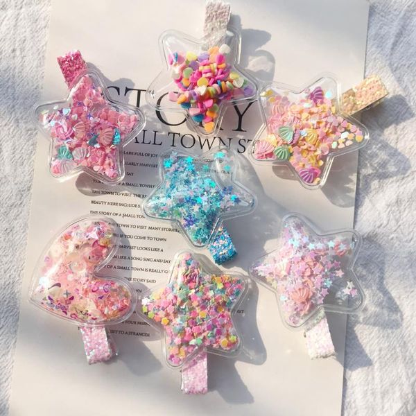 hair accessories cute color hairpin quicksand transparent girls star headband children clip for gifts, Slivery;white
hair accessories cute color hairpin quicksand transparent girls star headband children clip for gifts, Slivery;white