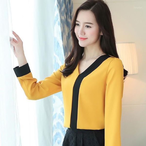 female long sleeve autumn casual loose blouses patchwork color chiffon blouse ladies fashion w2 women's & shirts, White
female long sleeve autumn casual loose blouses patchwork color chiffon blouse ladies fashion w2 women's & shirts, White