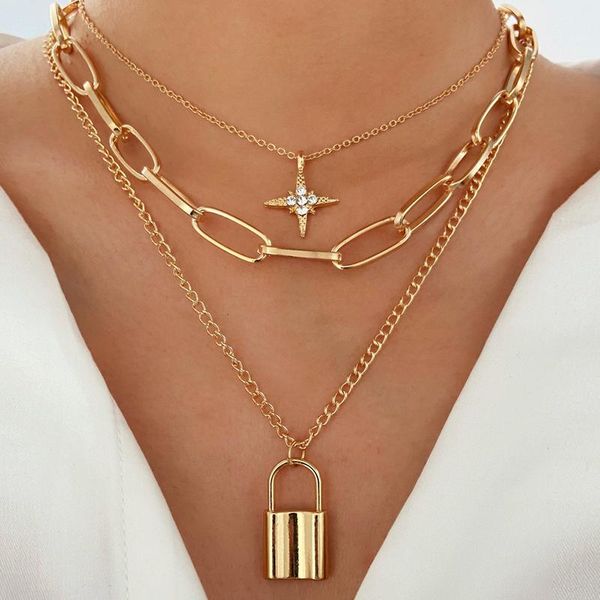 spring and summer ladies simple eight-pointed star lock pendant thick chain necklace gift exquisite jewelry necklaces, Silver
spring and summer ladies simple eight-pointed star lock pendant thick chain necklace gift exquisite jewelry necklaces, Silver