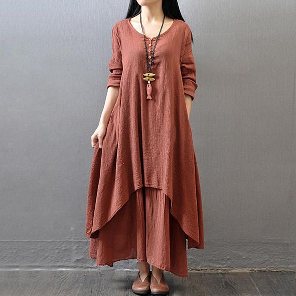 casual dresses office long sleeve loose dress cotton linen asymmetric for women plus size false two pieces v-neck maxi, Black;gray
casual dresses office long sleeve loose dress cotton linen asymmetric for women plus size false two pieces v-neck maxi, Black;gray