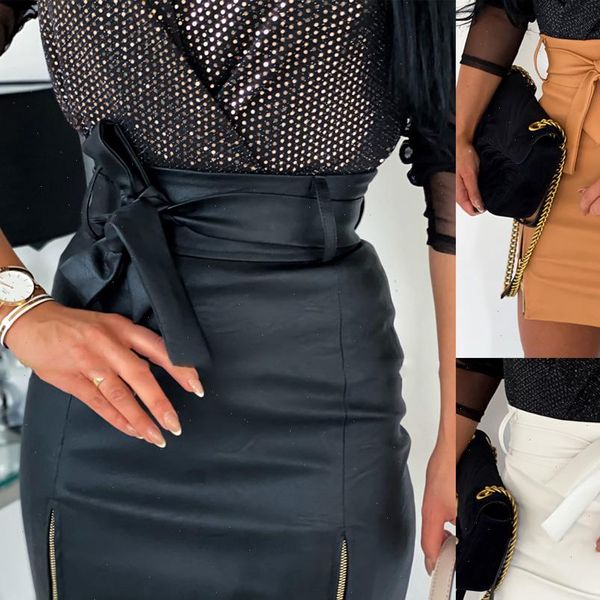 autumn women skirts short pu skirt leather mini double zipper high waist solid with belt, Black
autumn women skirts short pu skirt leather mini double zipper high waist solid with belt, Black
