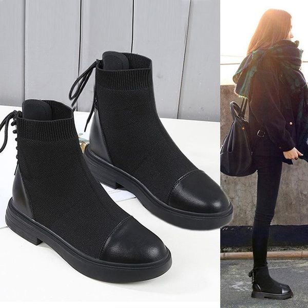 boots women's cotton shoes winter plush british short thin socks, Black 
boots women's cotton shoes winter plush british short thin socks, Black