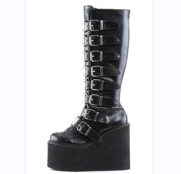 boots design big size black gothic style cool punk motorcycles female platform wedges high heels calf women shoes 35-43
boots design big size black gothic style cool punk motorcycles female platform wedges high heels calf women shoes 35-43