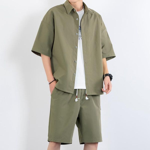 the men's two piece fashion casual shirt and shorts tracksuits, Gray