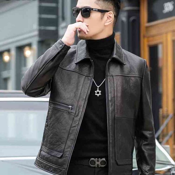 autumn and winter new haining cloth men's first layer lamb locomotive short lapel leather et casual coat, Black
autumn and winter new haining cloth men's first layer lamb locomotive short lapel leather et casual coat, Black