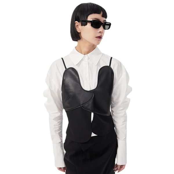 women's vests loose fit black pu leather short casual vest v-collar sleeveless fashion tide spring autumn 2021 coats jackets, Black;white
women's vests loose fit black pu leather short casual vest v-collar sleeveless fashion tide spring autumn 2021 coats jackets, Black;white