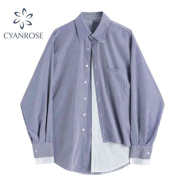 striped blouses and cardigan bf spliced shirts female chic streetwear korean loose harajuku relax tide mujer 210430, White
striped blouses and cardigan bf spliced shirts female chic streetwear korean loose harajuku relax tide mujer 210430, White
