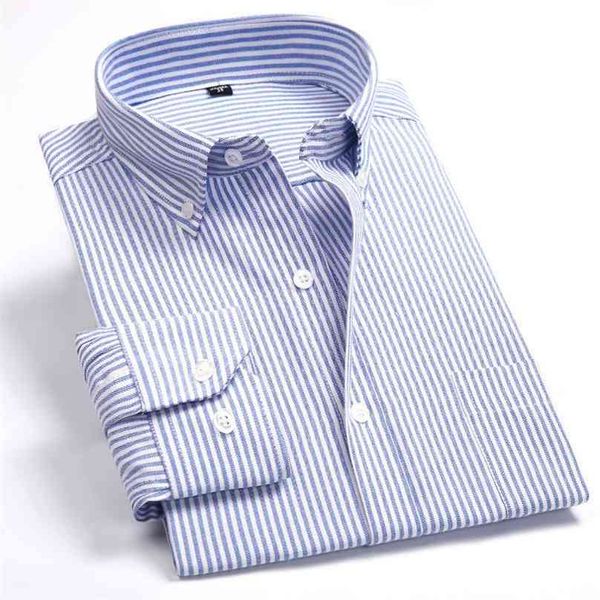 men's striped oxford spinning casual long sleeve shirt blue comfortable breathable collar button design spring autumn 210626, White;black
men's striped oxford spinning casual long sleeve shirt blue comfortable breathable collar button design spring autumn 210626, White;black
