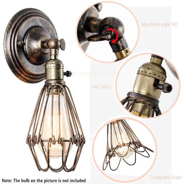 wall lamp industrial edison e27 vintage light mounted wrought iron rustic wire cage ceiling shade for bedside bathroom ba
wall lamp industrial edison e27 vintage light mounted wrought iron rustic wire cage ceiling shade for bedside bathroom ba