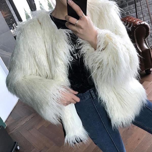 women's fur & faux women 2021 autumn winter fashion furry coat female fake amb wool coats lady casual warm artificial jacket c409, Black
women's fur & faux women 2021 autumn winter fashion furry coat female fake amb wool coats lady casual warm artificial jacket c409, Black