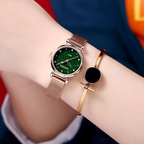 wristwatches green dial star watch women's delicate milan strap waterproof slim ladies quartz business, Slivery;brown
wristwatches green dial star watch women's delicate milan strap waterproof slim ladies quartz business, Slivery;brown