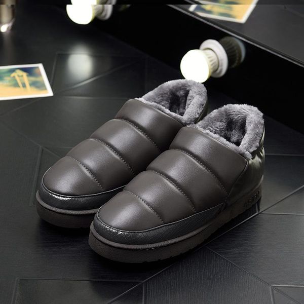 slippers 2021 winter cotton shoes woman waterproof female non-slip plush soft pu leather solid warm ladies light footwear, Black 
slippers 2021 winter cotton shoes woman waterproof female non-slip plush soft pu leather solid warm ladies light footwear, Black