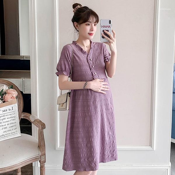 spring and summer maternity characteristics dress purple button v-neck pregnant women pregnancy nursing clothes1, White
spring and summer maternity characteristics dress purple button v-neck pregnant women pregnancy nursing clothes1, White