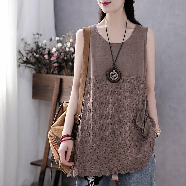 women's tanks & camis 2021 summer arts style women sleeveless loose knitted tank all-matched casual solid vintage vest femme m05, White
women's tanks & camis 2021 summer arts style women sleeveless loose knitted tank all-matched casual solid vintage vest femme m05, White