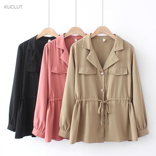 women's jackets 2021 spring and summer korean large casual fashion suit collar waist lace up chiffon shirt, Black;brown
women's jackets 2021 spring and summer korean large casual fashion suit collar waist lace up chiffon shirt, Black;brown
