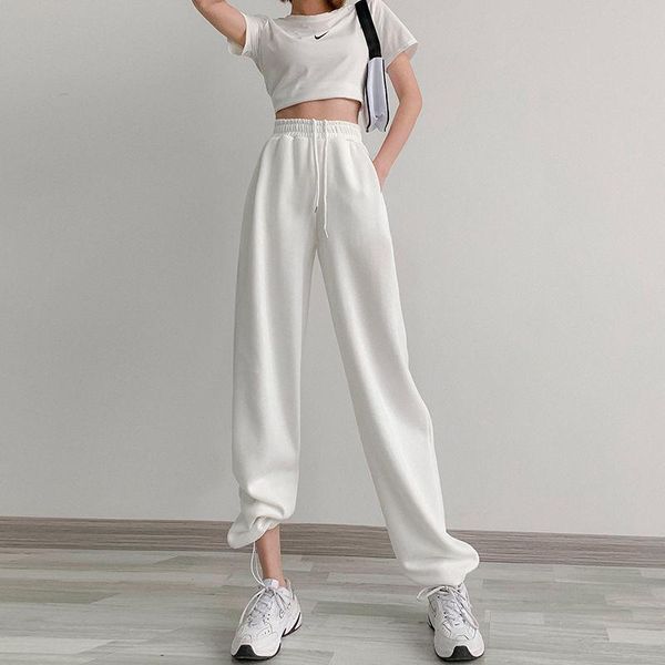 women's pants & capris philosophy sports casual cotton white trousers female elastic high waist loose cargo jogging, Black;white
women's pants & capris philosophy sports casual cotton white trousers female elastic high waist loose cargo jogging, Black;white