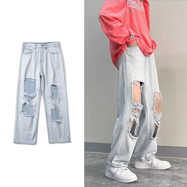 men's jeans summer bagger men hole straight ins france style loose pants male casual personal high street, Blue
men's jeans summer bagger men hole straight ins france style loose pants male casual personal high street, Blue