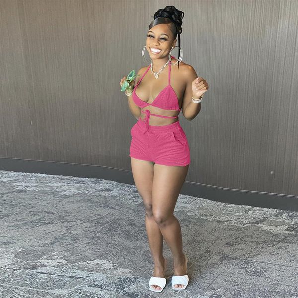 summer bodycon 2 two piece womens tracksuits bikini set outfit halter neck backless crop and elastic waist beach short, Gray
summer bodycon 2 two piece womens tracksuits bikini set outfit halter neck backless crop and elastic waist beach short, Gray