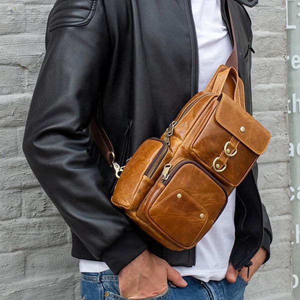 genuine leather men's chest bag messenger bags male shoulder sling belt functional crossbody backpack
genuine leather men's chest bag messenger bags male shoulder sling belt functional crossbody backpack