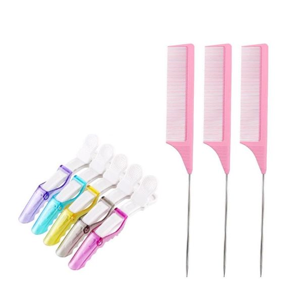 hair brushes 1set non-slip fashion clips steel tail comb hairdressing tool claw salon section clip for women and girls, Silver
hair brushes 1set non-slip fashion clips steel tail comb hairdressing tool claw salon section clip for women and girls, Silver
