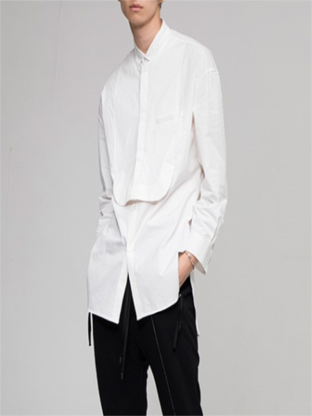 men's casual shirts spring and autumn style personality false two square collar bib design loose fashion all-match long sleeve shirt, White;black
men's casual shirts spring and autumn style personality false two square collar bib design loose fashion all-match long sleeve shirt, White;black