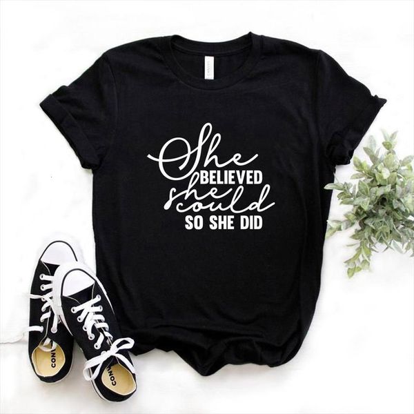 and women believed she men t shirts could letter womens print short sleeve o neck loose ladies causal tee, White;black
and women believed she men t shirts could letter womens print short sleeve o neck loose ladies causal tee, White;black