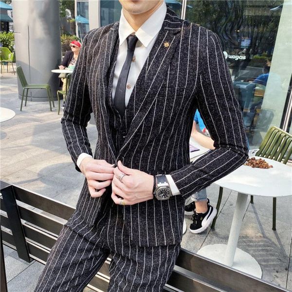 men's suits & blazers fashion men 's slim fit suit 3 pieces mens tuxedos casual vest +pants +blazer, White;black
men's suits & blazers fashion men 's slim fit suit 3 pieces mens tuxedos casual vest +pants +blazer, White;black